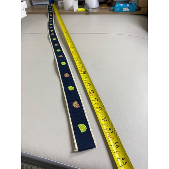 J. Crew Navy Cream Novelty Lime Orange Belt size Medium Large Cotton D Ring - Picture 5 of 12
